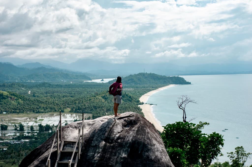Viewpoint overlooking Port Barton beach, rice paddies, and the coast